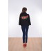 Embroidered coat "Luxurious Poppies" black